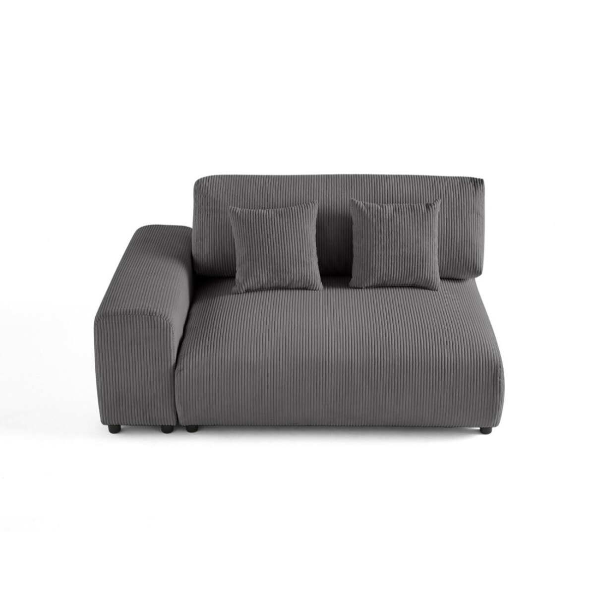 Garance - module d'assise 2 places avec accoudoir gauche - en velours côtelé - Gris foncé