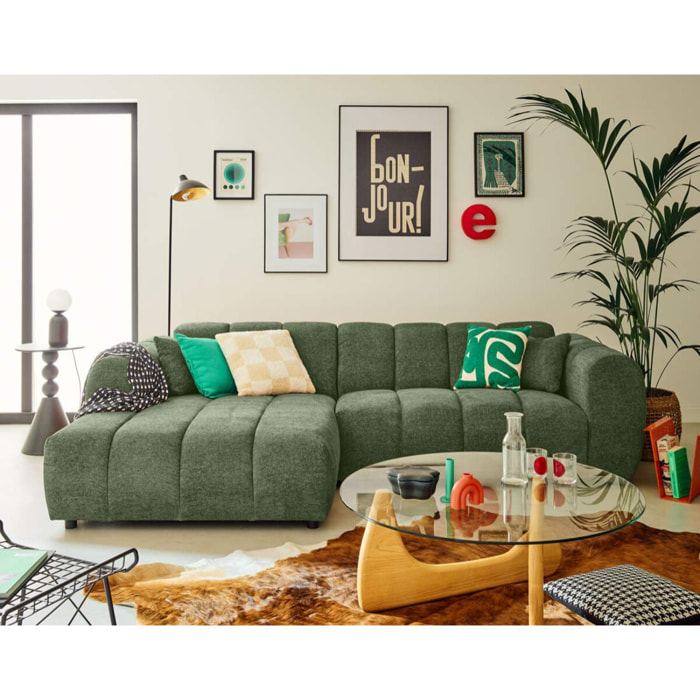 Curtis - canapé d'angle gauche 4 places en tissu texturé - Vert