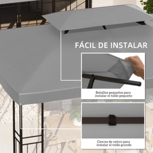 Techo de Repuesto para Cenador 4x3 m Cubierta de Repuesto con Techo Doble 10 Orificios de Drenaje y Protección UV Toldo de Recambio para Pabellón Gazebo Gris Claro