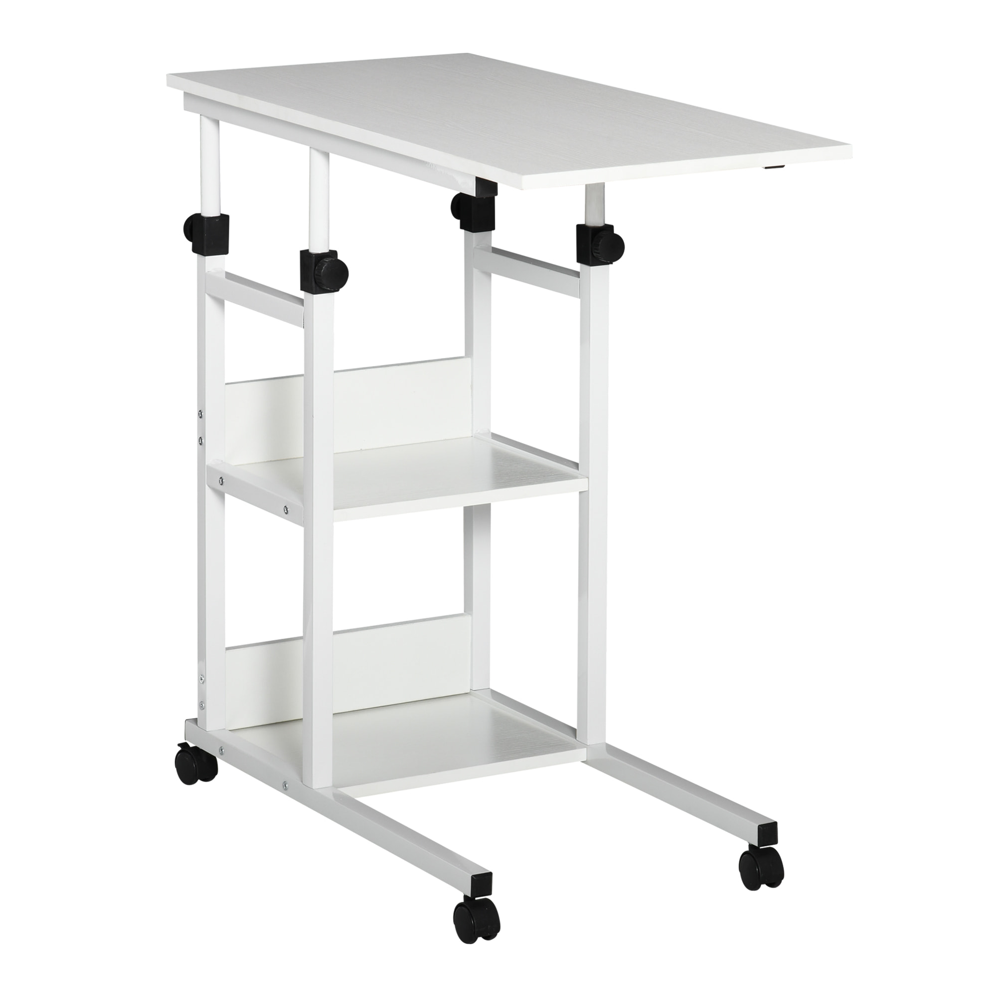 Mesa Auxiliar de Sofá con 4 Ruedas 80x40x75-85 cm Blanco