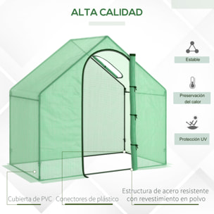 Invernadero Pequeño Invernadero de Exterior con Ventana Puerta con Cremallera y Marco de Acero Invernadero para Cultivar Tomates Plantas Flores 180x100x168 cm Verde