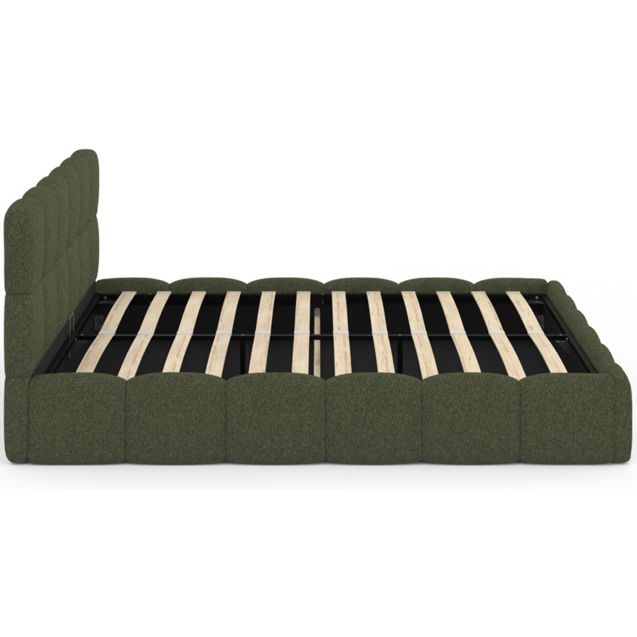 Lit coffre Bubble 160x200cm bouclette vert kaki