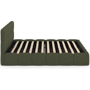 Lit coffre Bubble 160x200cm bouclette vert kaki