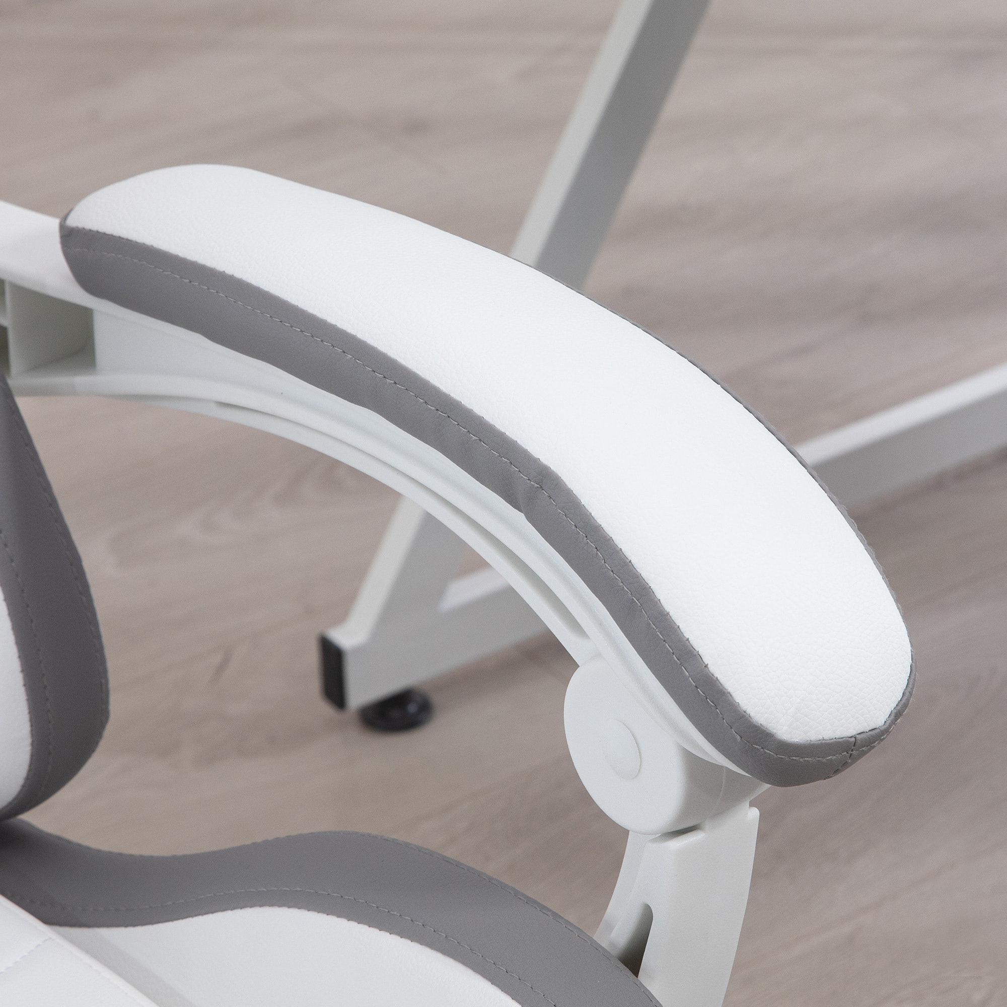 Chaise de bureau gaming - inclinable, pivotant, réglable - coussins lombaires têtière inclus - gris blanc