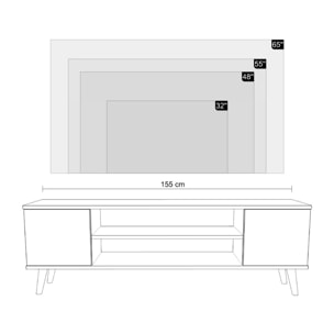 Mobile Porta TV Focus Bianco con Piedini in Legno di Faggio