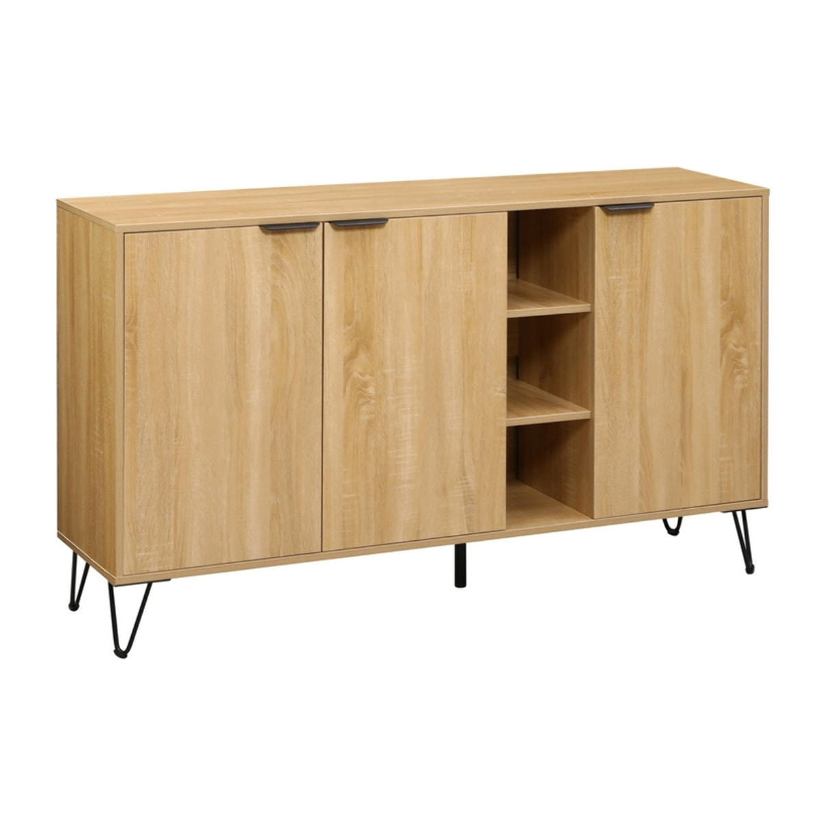 Credenza moderna 3 ante in legno rovere naturale 142x35