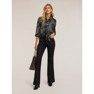 Motivi - Jeans acampanados con botones de metal - Negro