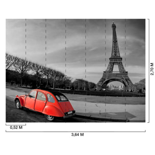 Papier peint 2 cv devant la tour Eiffel Intissé