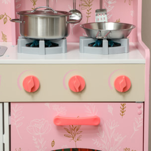 Cuisine enfant tout équipée avec accessoires effets sonores lumineux blanc rose
