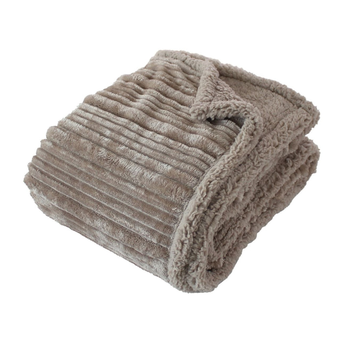 Plaid cotelé sherpa/flanelle - Beige