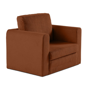 Marilia - fauteuil - convertible déplimousse - en velours côtelé - Terracotta