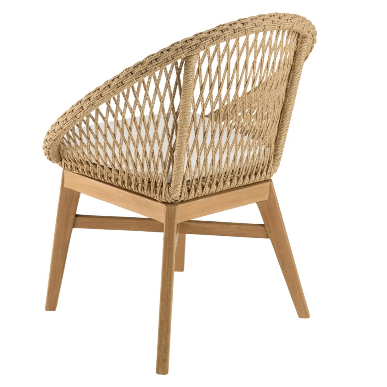 VALERIA - Lot de 2 fauteuils jardin arrondi teck rotin synthétique /coussin