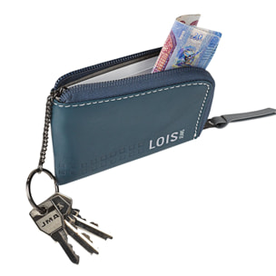 Monedero Piel Hombre Lois Temple Azul-Gris