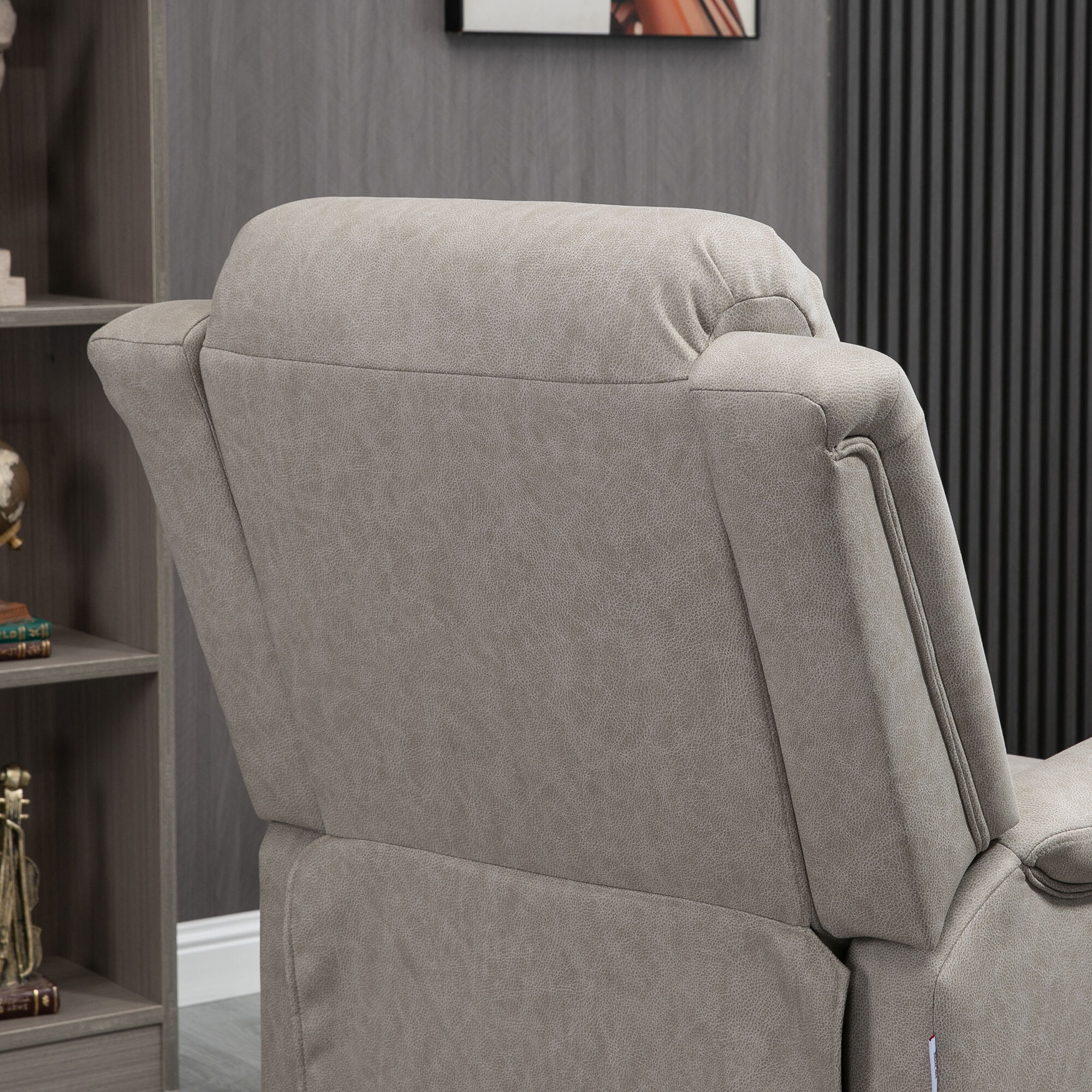 Sillón Relax Reclinable Manual, Sillón Relax de Tela con Reposabrazos, Reposapiés, Respaldo Alto, Acolchado Grueso, Butaca Reclinable hasta 135º para Salón, Dormitorio, Oficina, Gris