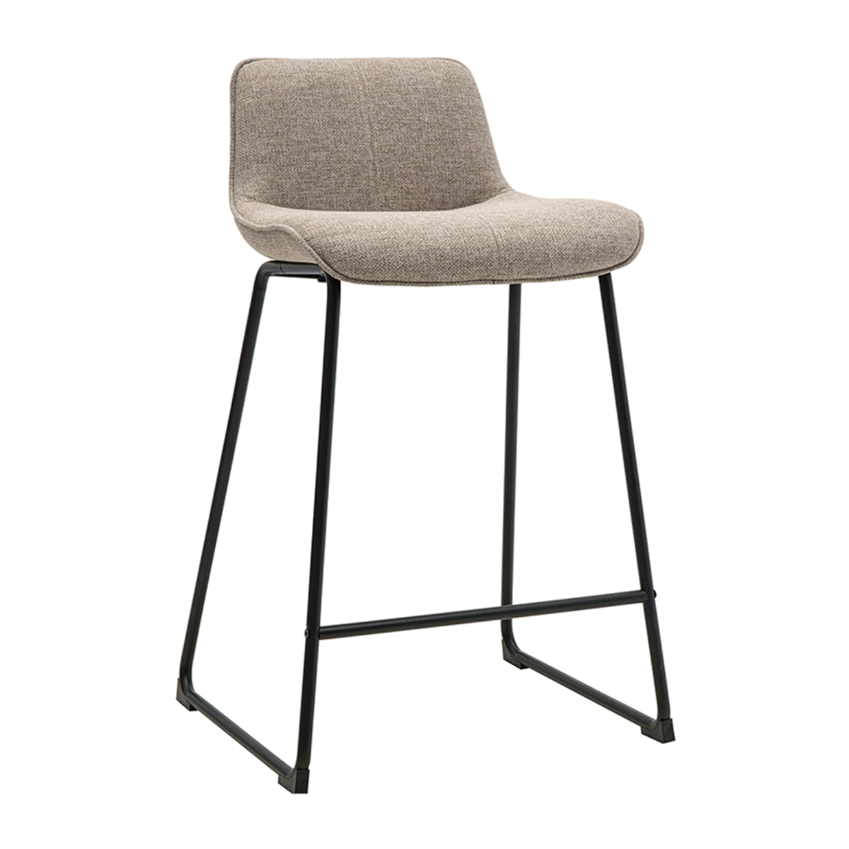 Tabourets de bar en tissu taupe et métal noir H65 cm (lot de 2) BOOST