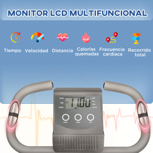 Bicicleta Estática Plegable 3 en 1 con Respaldo y 8 Niveles Resistencia Magnética, Bicicleta Estática para Casa Ajustable con Monitor LCD Volante Banda Sensor de Pulso Soporte de Teléfono Gris