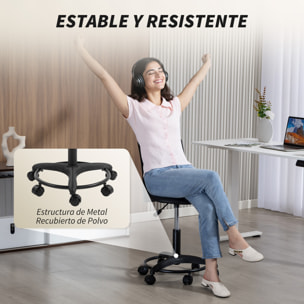 Silla de Escritorio sin Brazos, Silla de Oficina Giratoria, con Respaldo Hueco, Asiento Acolchado de Espuma de Alta Resiliencia, Altura Ajustable, Negro