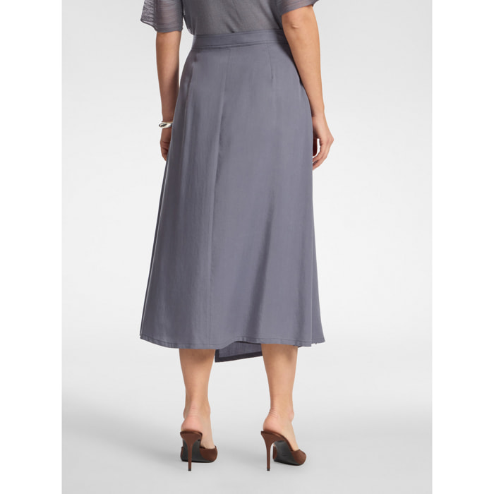 Elena Mirò - Falda midi asimétrica de lyocell - Gris