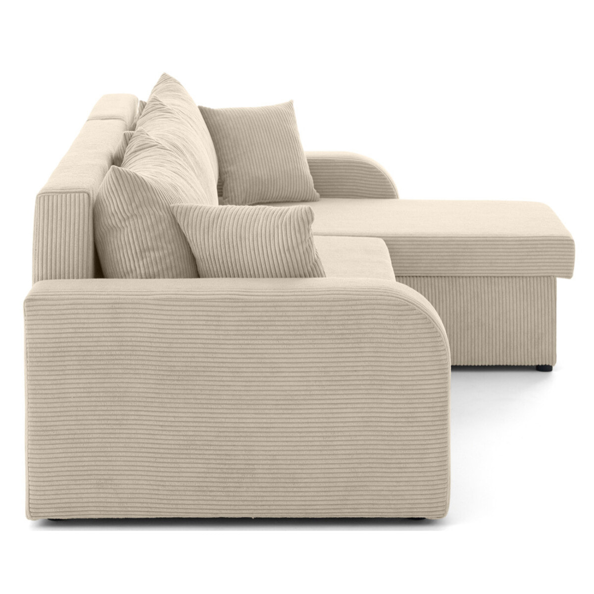 Valos - canapé d'angle réversible - 4 places - convertible avec coffres - en velours côtelé - Beige