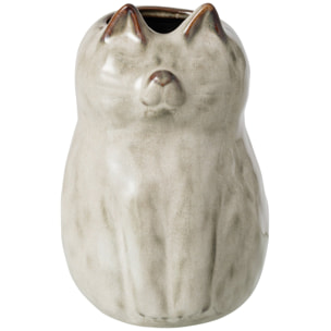 J-Line Vase chat - porcelaine - gris vert - large