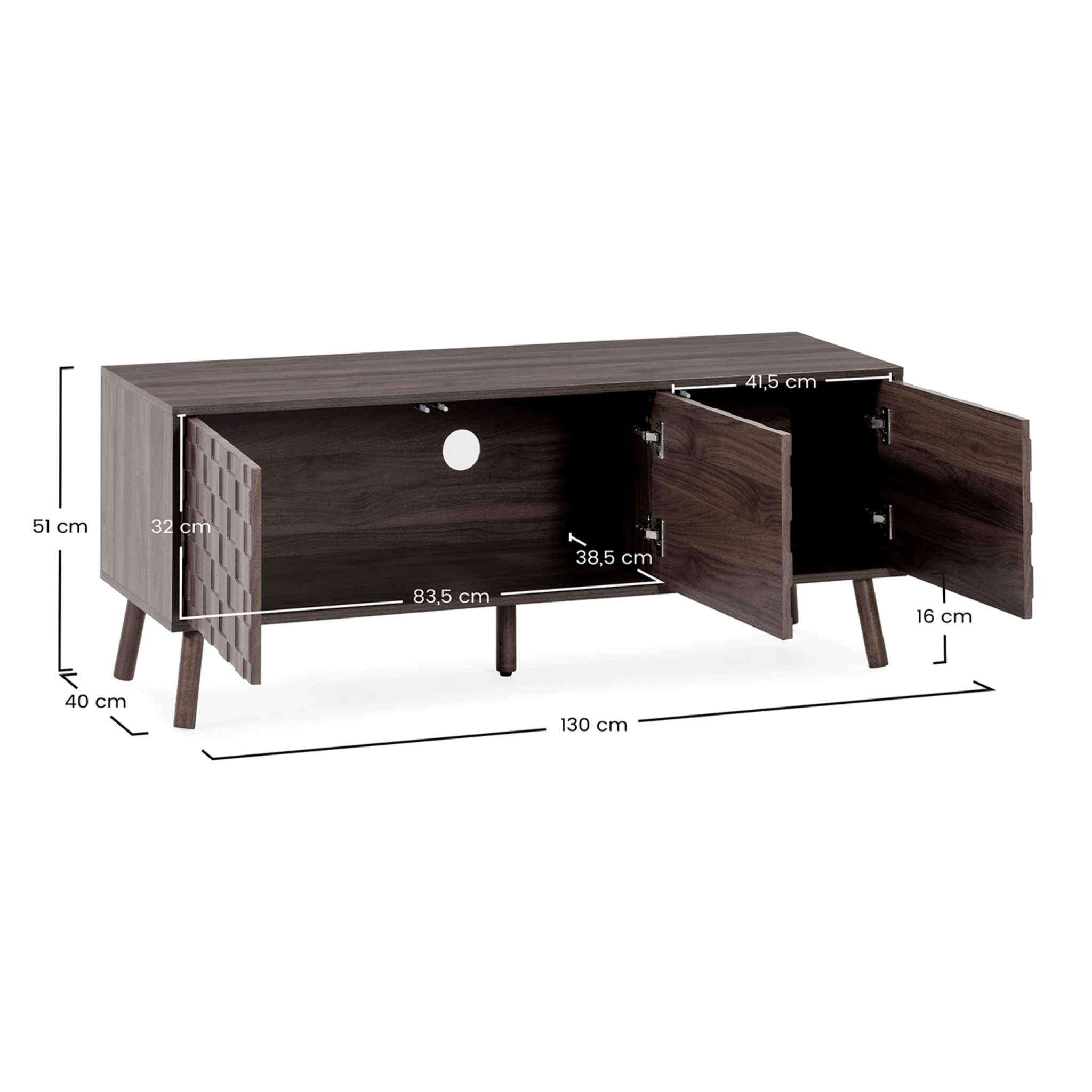 Mueble tv Canadá 3 puertas efecto Nogal
