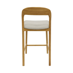 Lot de 2 tabourets de bar bois d'hévéa naturel et tissu. L58.8 x P46.5 x H95.5cm - Athena