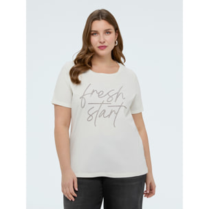 Fiorella Rubino - T-shirt con scritta in strass - Bianco