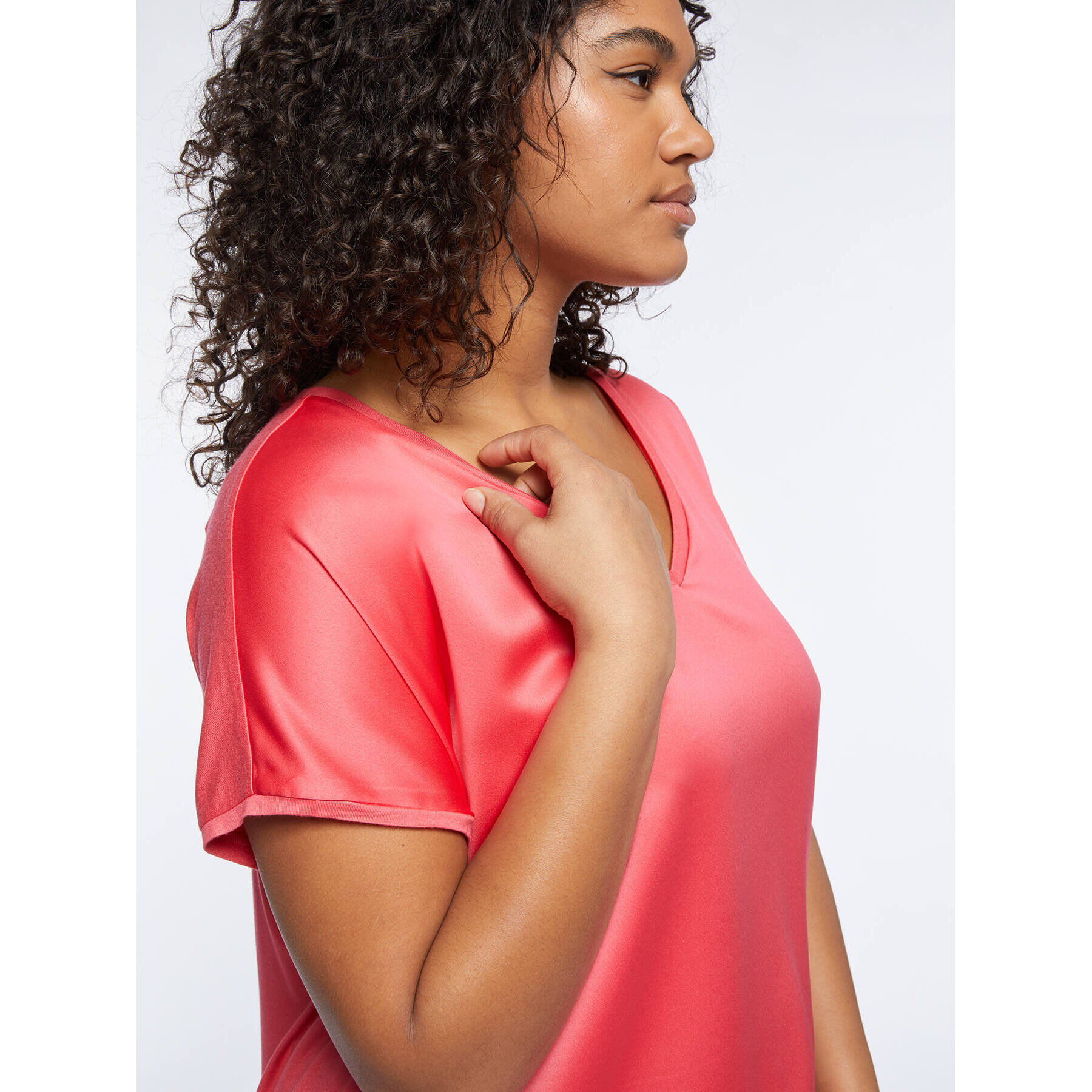 Fiorella Rubino - Camiseta de dos tejidos - Naranja sol