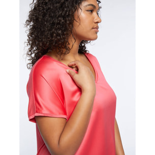 Fiorella Rubino - Camiseta de dos tejidos - Naranja sol