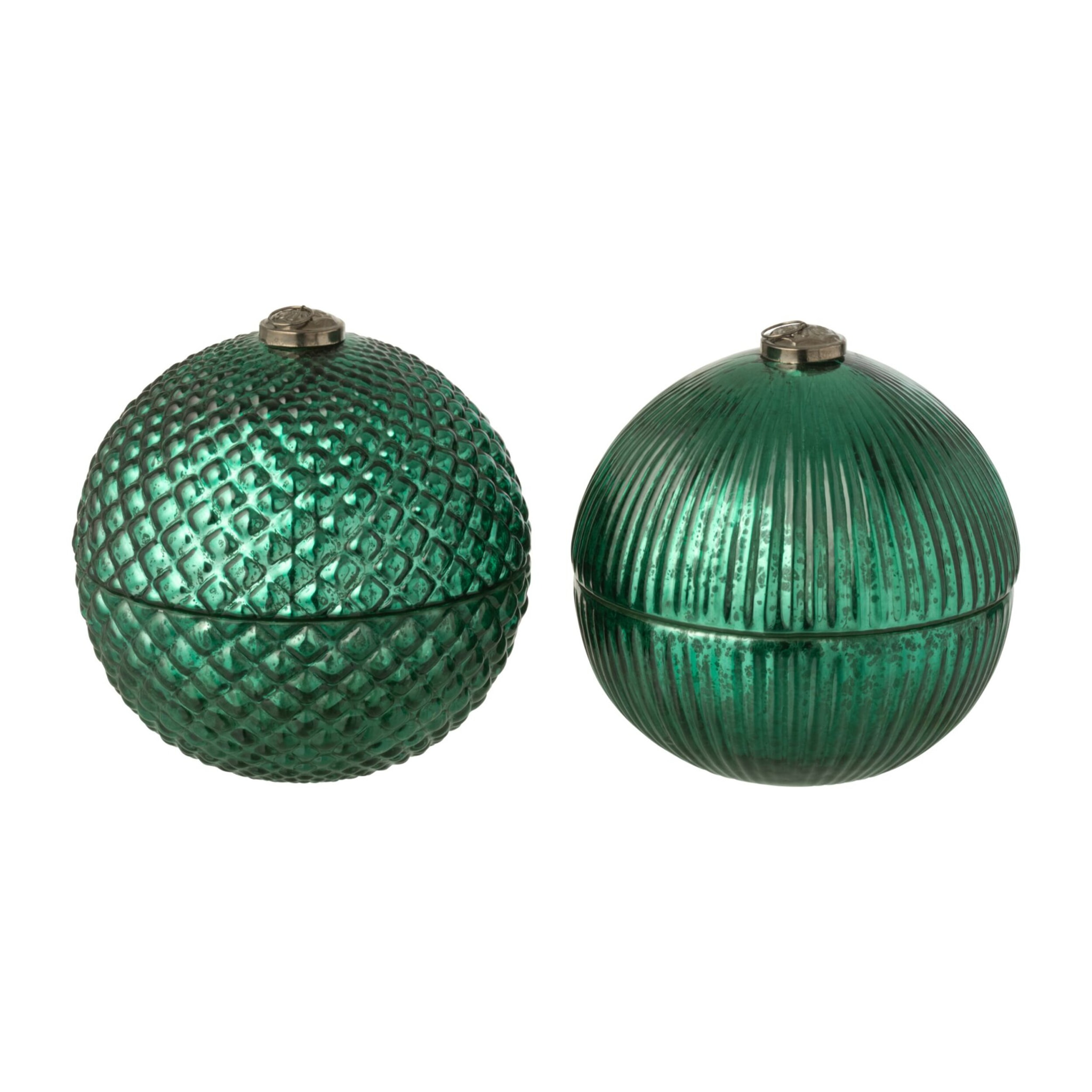 J-Line bougie parfumée Boule de Noël - verre - vert - large - 2 pcs