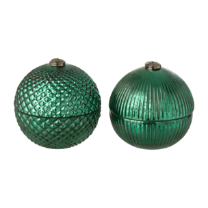 J-Line bougie parfumée Boule de Noël - verre - vert - large - 2 pcs