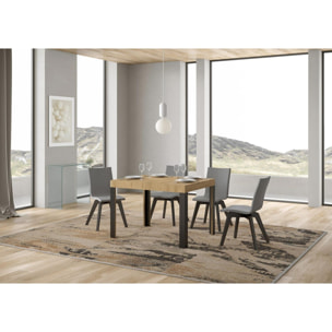 Mesa extensible 70x110/194 cm Linea Roble Natural estructura Antracita