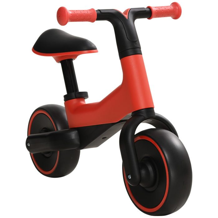 Bicicleta sin Pedales para Niños de + 18 Meses Triciclo Infantil para Bebé con Sillín Ajustable en 30-36,5 cm Ruedas de Ø19 cm Carga 25 kg 66,5x34x46,5 cm Rojo