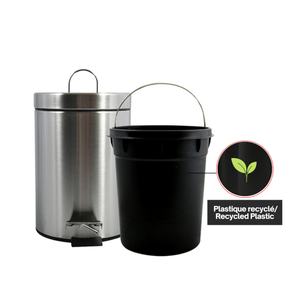 Poubelle à pédale Inox 5L Inox Satiné MSV