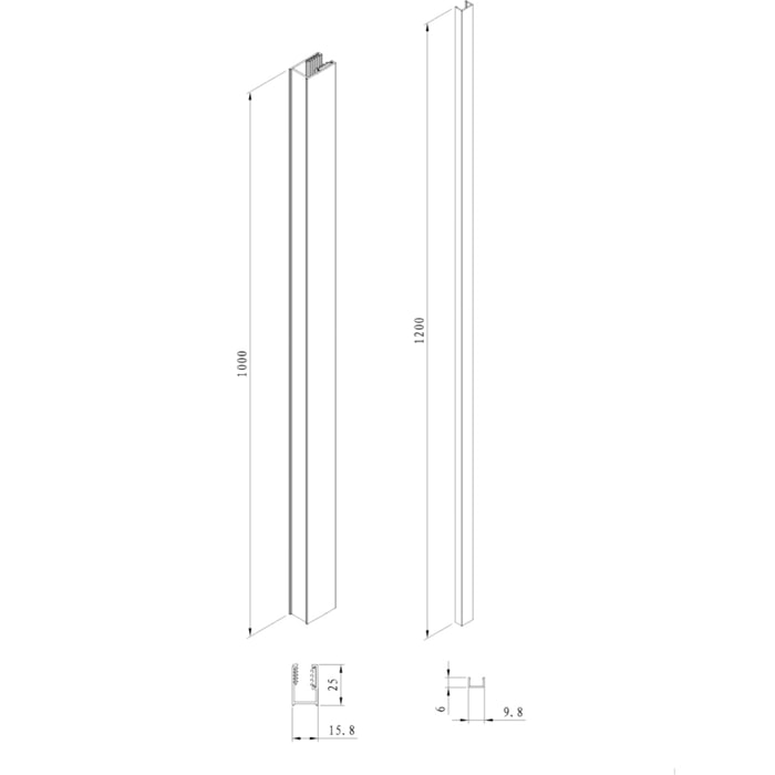Walk-in set d'installation pour paroi de douche avec cloison abaissée, profilé, rail inférieur et kit de montage (SATWISPROFIL)