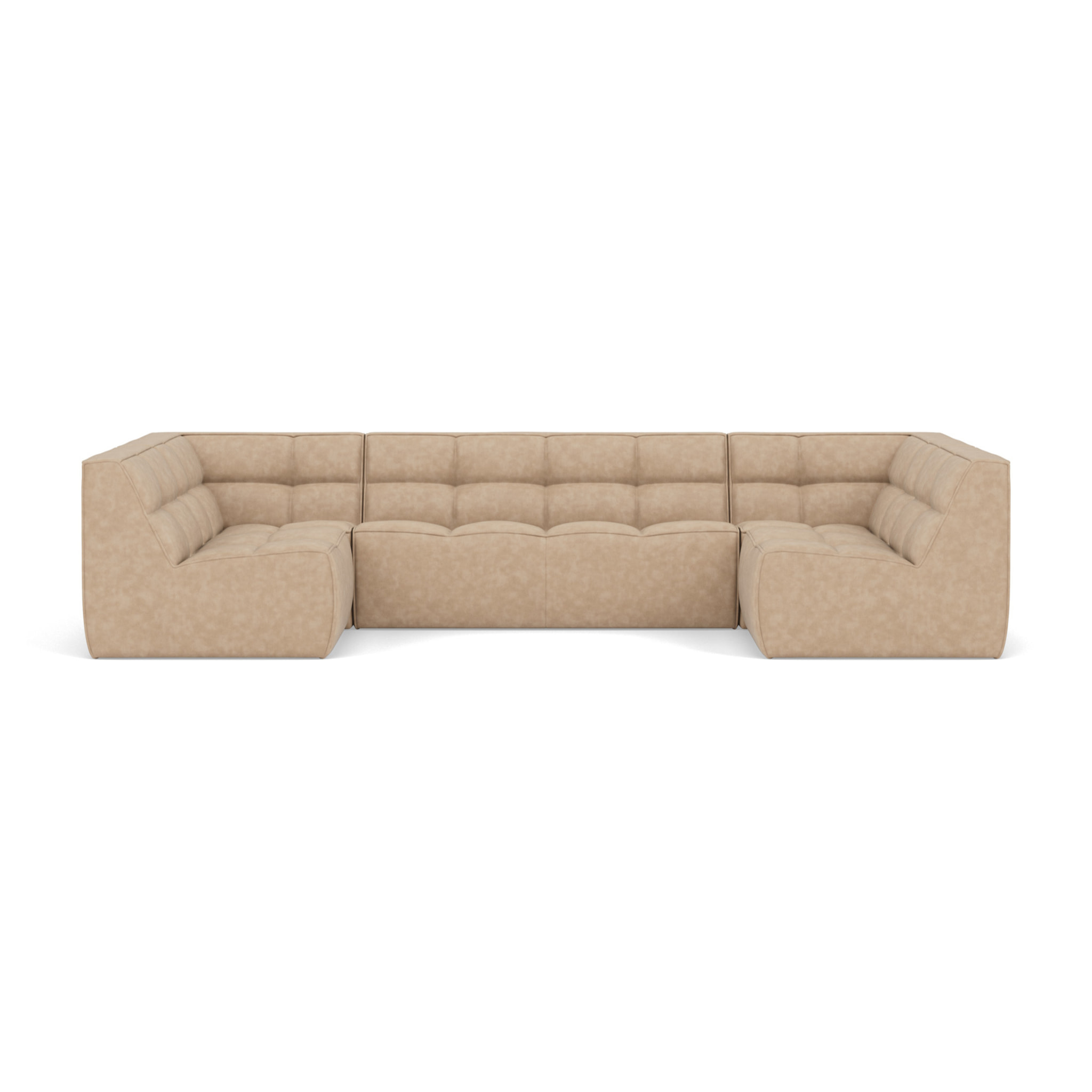 Alya - canapé modulable panoramique 7 places en simili - Beige