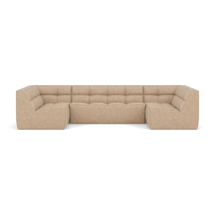Alya - canapé modulable panoramique 7 places en simili - Beige