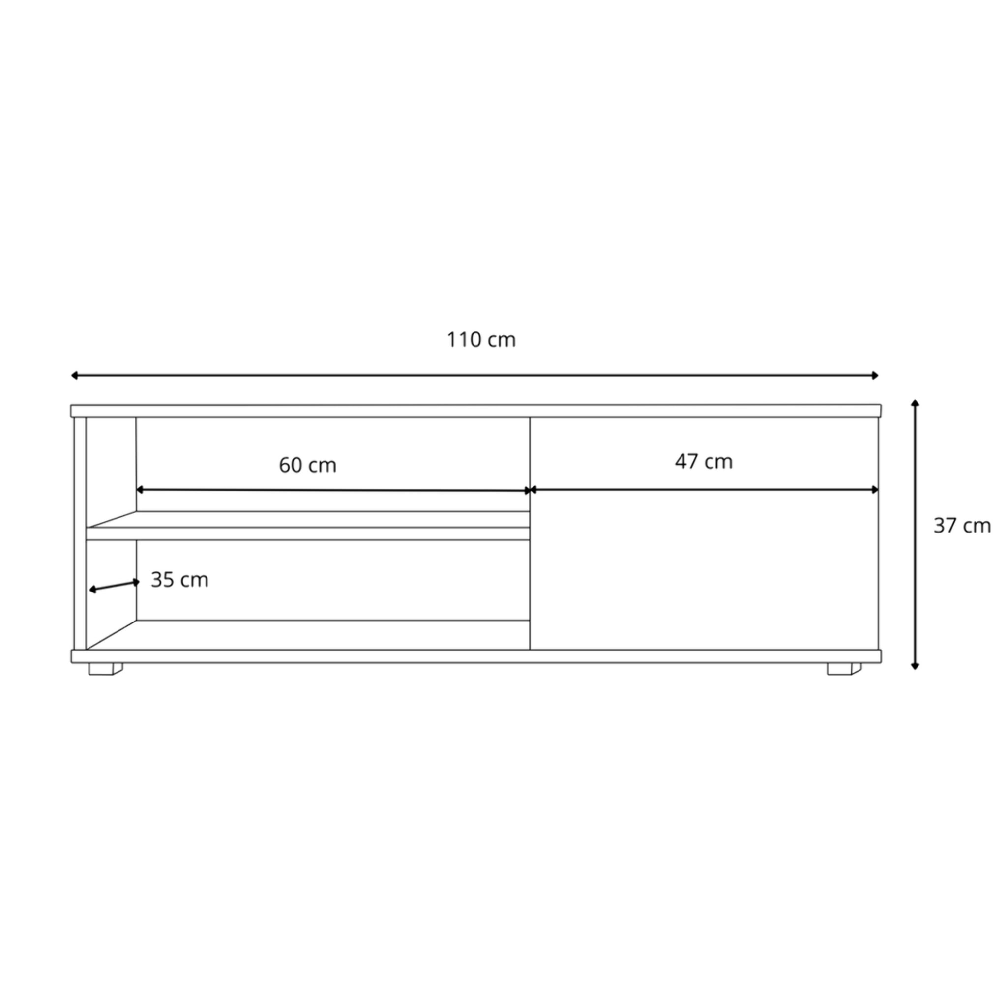 Mobile TV VIVA 110 cm bianco con gambe in plastica