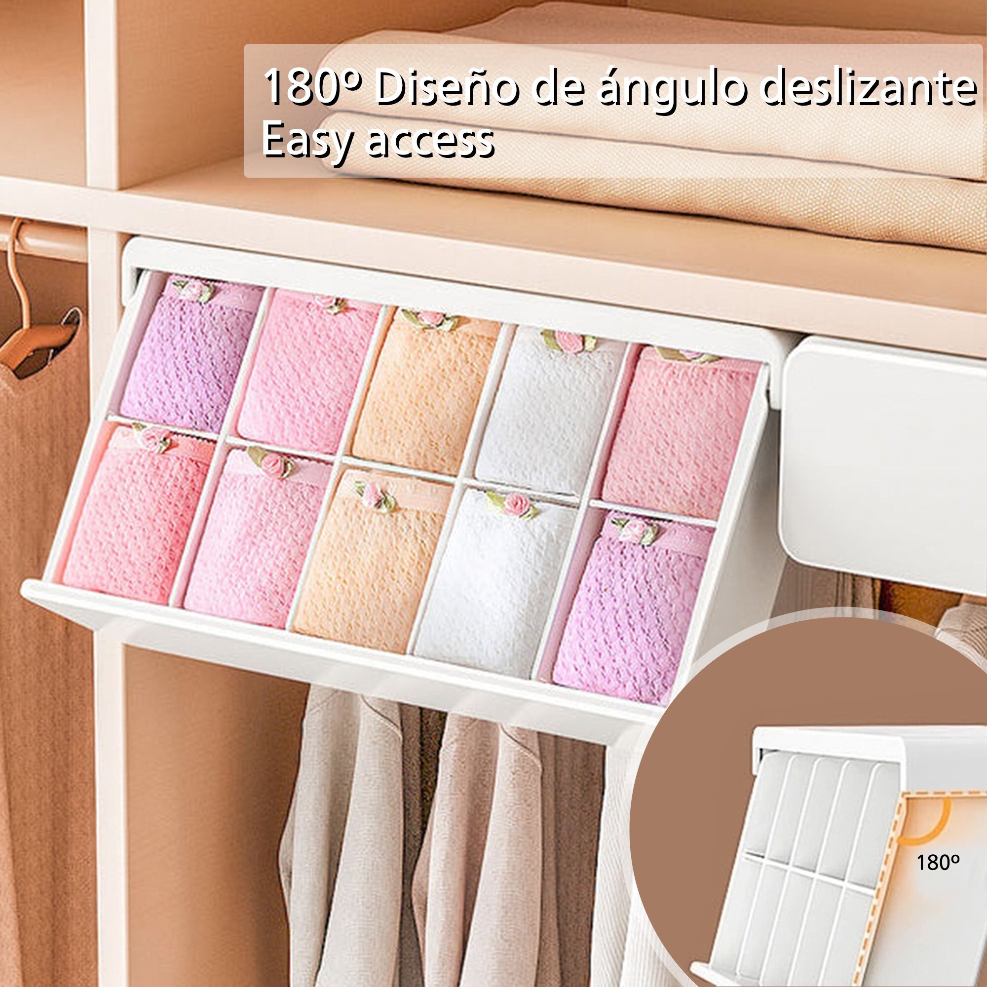 Cajón de almacenamiento de ropa interior con compatimentos