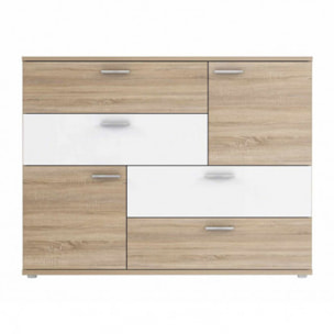 Commode 2 portes 4 tiroirs en bois - 5 coloris - SKY