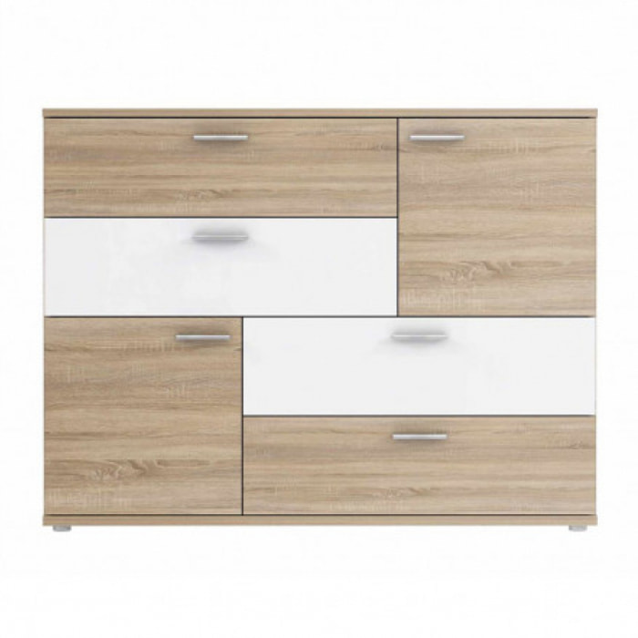 Commode 2 portes 4 tiroirs en bois - 5 coloris - SKY