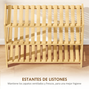 Zapatero de 3 Niveles, Estantería de Zapatos de Bambú, para 9 Pares de Zapatos, para Entrada, Pasillo, Dormitorio, 70x26x57,5 cm, Natural