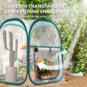 Mini Invernadero Plegable Pop-up, Invernadero Exterior Transparente con Puerta Enrollable y Cubierta de Plástico, Contraviento, para Cultivar Plantas, Flores, 70x70x80 cm, Transparente