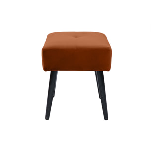 Tabouret bas en velours terre brulée et métal noir H46 cm GUESTA