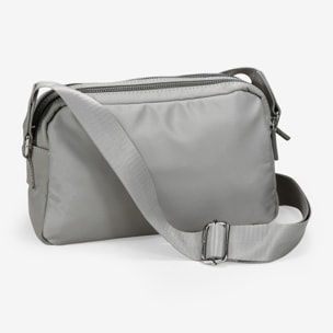 Bolso bandolera verde en nailon con doble cremallera