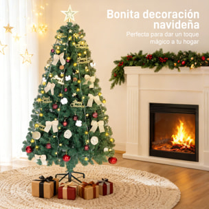 Árbol de Navidad 180 cm con Adornos, 200 Luces LED Blanco Cálido, Árbol de Navidad Decorado con 8 Modos de Iluminación, 650 Ramas, Soporte de Acero, Decoración para Hogar, Fiesta, Interior