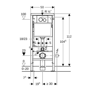 Pack Bâti-support Duofix 112cm + Plaque de commande Chrome Delta20 + fixations murales (458.134.21.3)