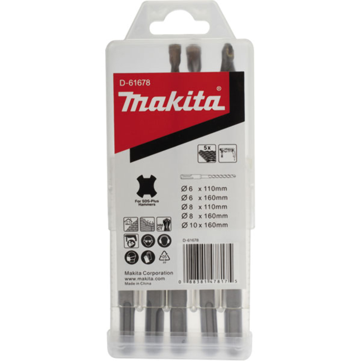 Coffret 5 forets SDS-Plus 2 taillants MAKITA - D-61678