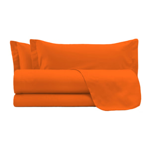 COMPLETO LETTO ELEGANT, 100% Microfibra, No Stiro - ARANCIONE