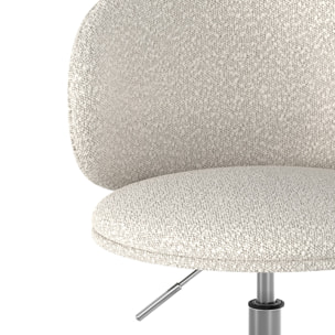 Chaise de bureau Aurore en tissu bouclé blanc